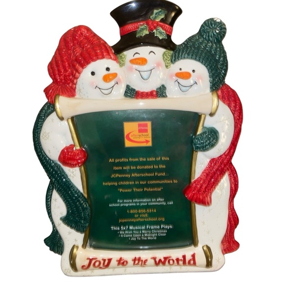 Vintage Fitz and Floyd Christmas Snowman Holiday Retired 5x7 Picture Frame - Picture 1 of 10